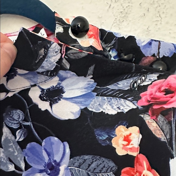 Rebecca Minkoff Black Floral Blouse - Pink and Blue - Picture 3 of 7